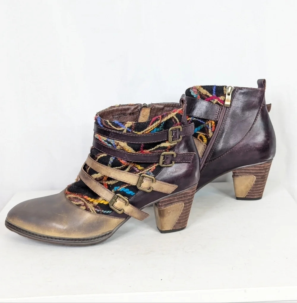 Spring Step L'Artiste Redding Buckle Multicolored Ankle Booties